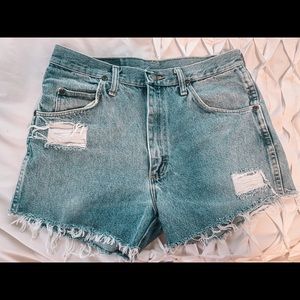 high waisted vintage denim wrangler shorts